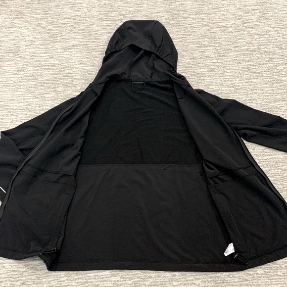 Mens Running Jacket Size Large Black Reflective Trim Lightweight Zip Hoodie - Picture 12 of 13
